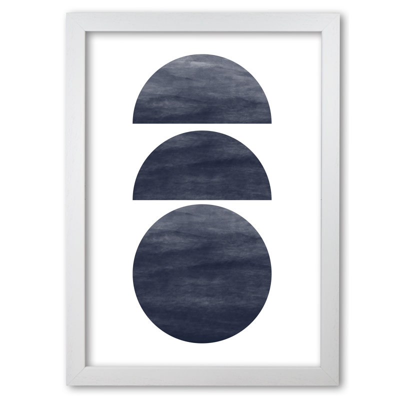 Abstract Circles - Single Picture Frame Print, 85 cm H x 60 cm W x 5 cm D, White Grain Frame