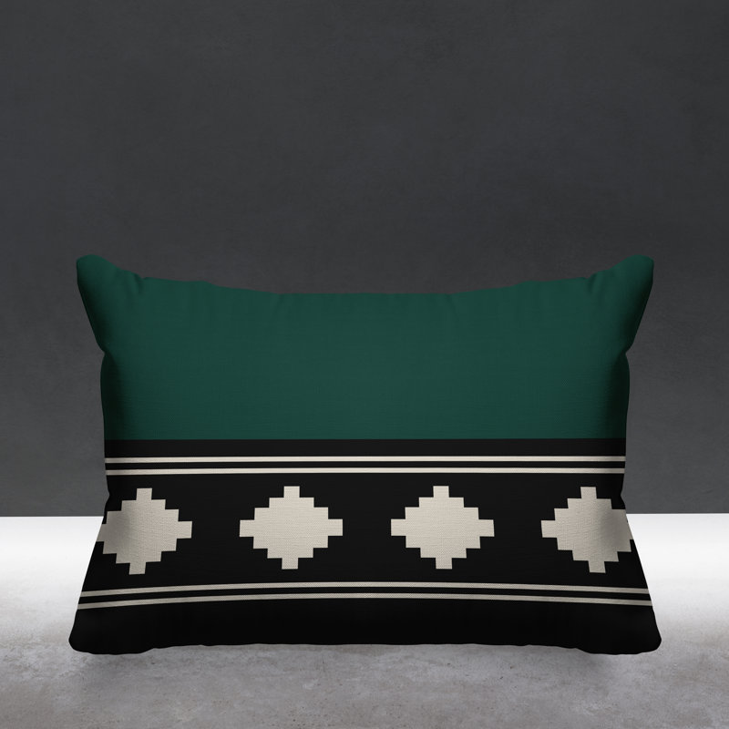 Coussin intérieur / extérieur Ector Southwestern, Émeraude