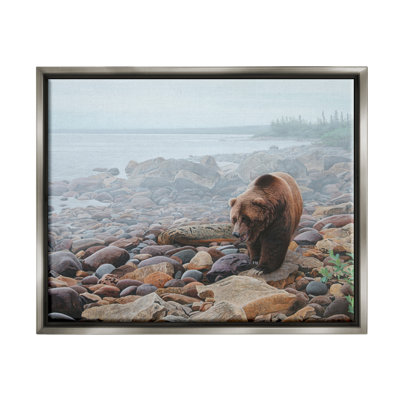 Stupell Industries Bear on Rocky Shore Canvas Wall Art Design by Clinton Jammer -  aw-593_ffb_16x20