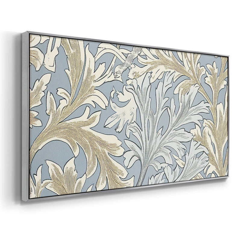 Série abstraite-V- Toile tendue avec châssis tendue - Prêt à accrocher, H 21 po x l 41 po, Argent argent