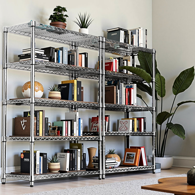 5 tablettes utilitaires, capacité de 1 750 lb, hauteur réglable, assemblage facile, idéal pour la maison, le bureau, le garage - support en fil d'acier 5, charge, étagères, utilisation polyvalente dans la cuisine, le balcon, la salle de sport, vertical