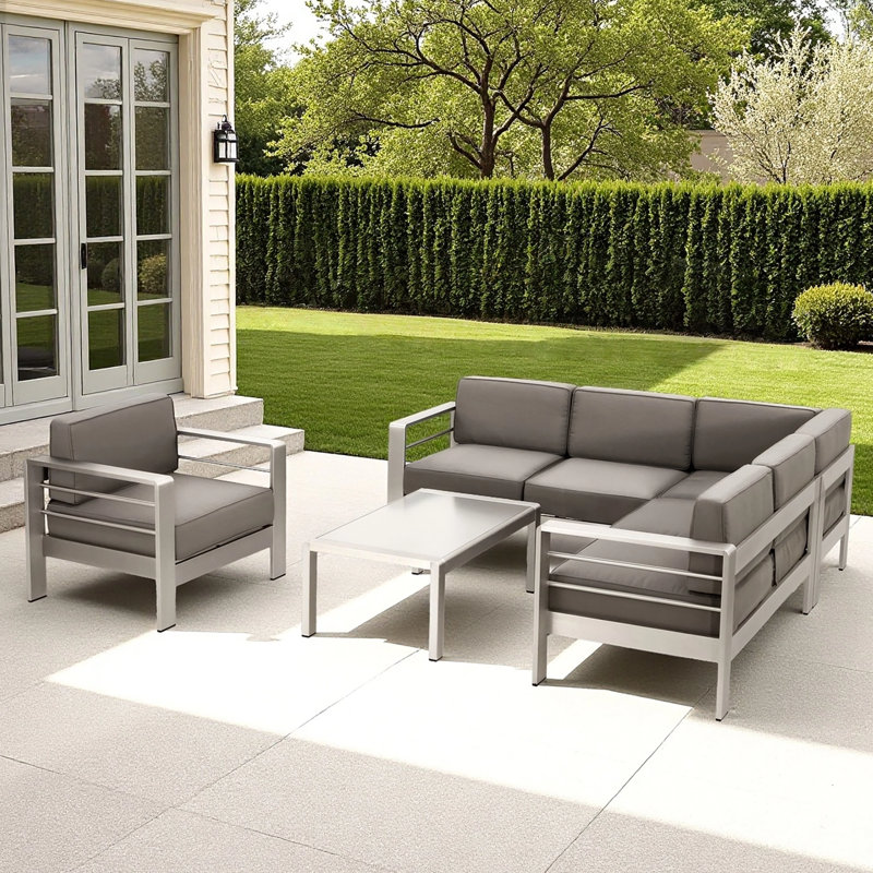 Ensemble de conversation modulaire avec coussins 5 pièces Barillas