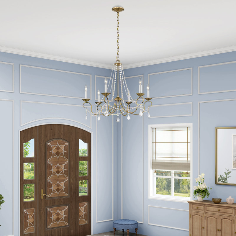 Fabio 6 - Light Dimmable Classic / Traditional Chandelier, Antique Brass