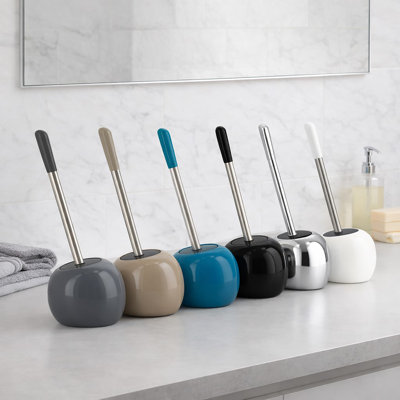 Ensemble de brosse de toilette et support autoportant PISE Dolise et acier inoxydable