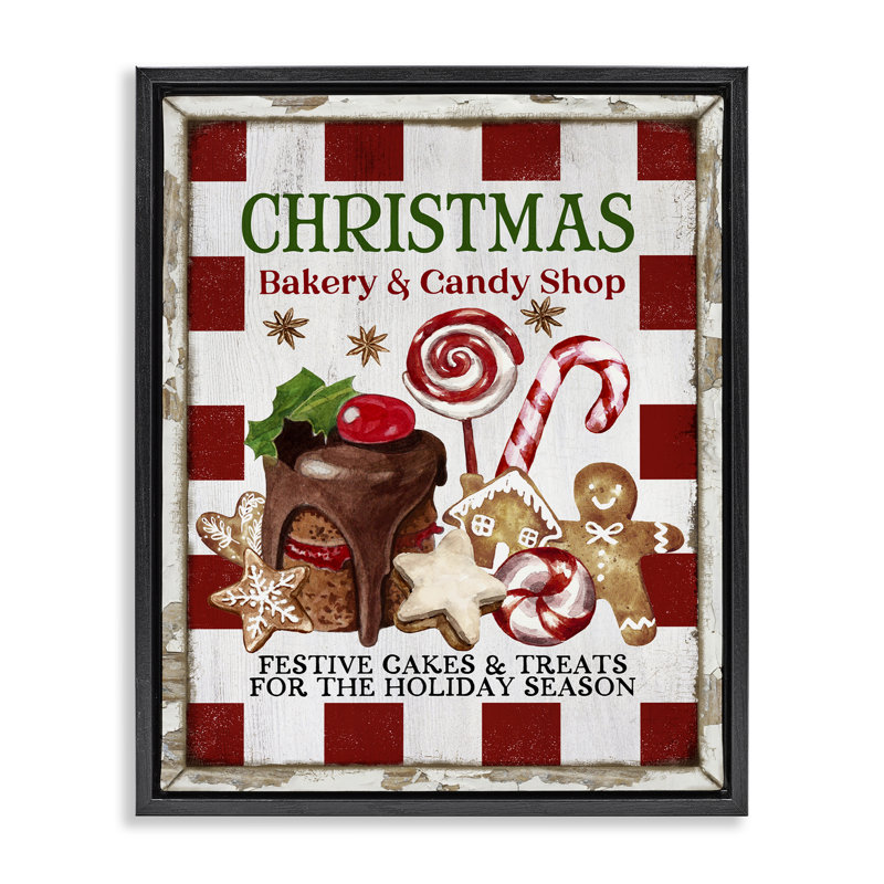 Art mural sur toile Christmas Bakery & Candy par Creatif Belle, H 31 po x l 25 po, Cadre flottant noir de jais