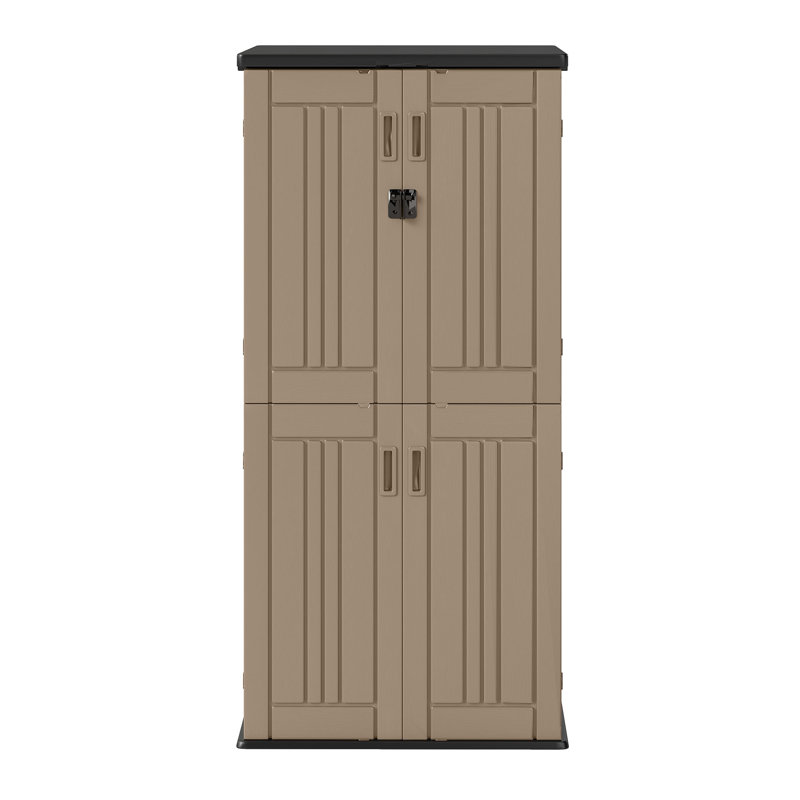 2.6 ft.W X 1.9 ft. D  30 Cu Ft Vertical Resin Outdoor Storage Shed with 4 Adjustable Shelves, Brown/Black