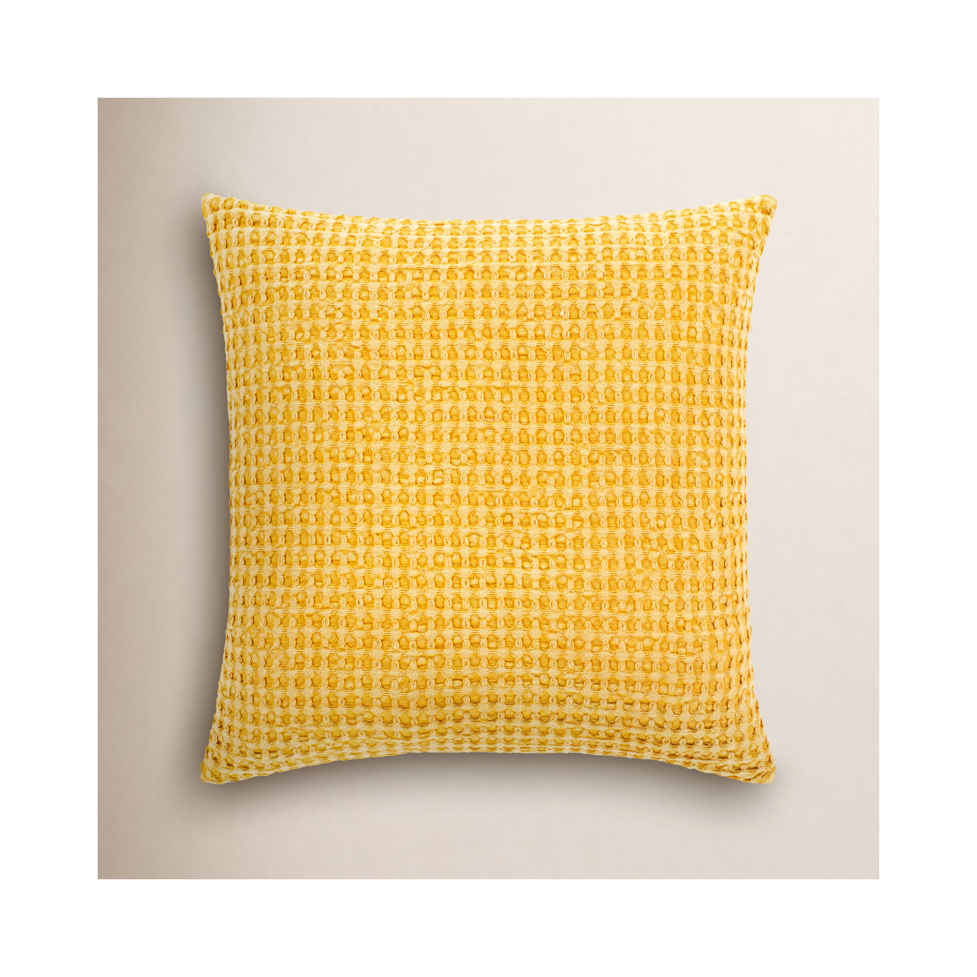 Kappa Geometric Cotton Throw Pillow, Saffron, Down, 18" x 18"