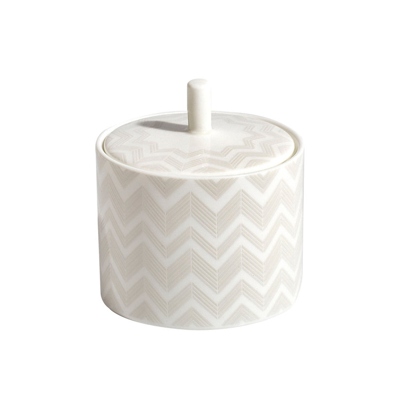 Pot à sucre Missoni ZIG ZAG blanc diam. 3,3 po, H 3,5 po
