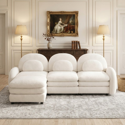 Canapé modulaire 98 po à 3 places avec repose-pieds mobile et coussins lombaires