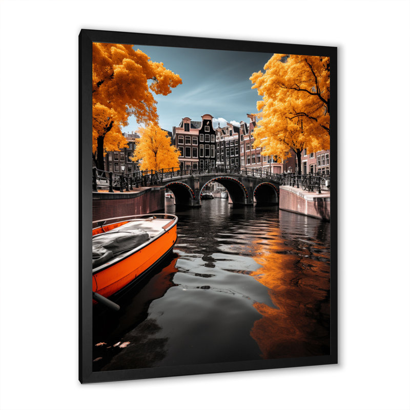«Isoa Amsterdam Beautiful Cityscape II», reproduction sur toile, H 32 po x l 16 po x P 1 po, Cadre photo noir
