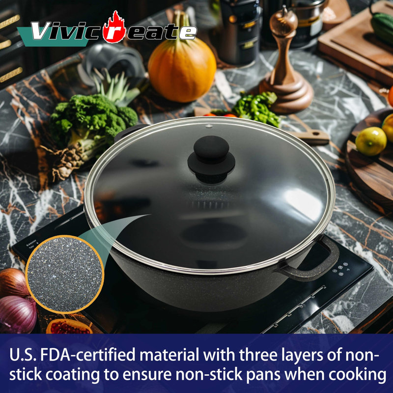 Vivicreate 5 Quarts Non-Stick Cast Aluminum Soup Pot, 13.60"