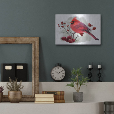  'Bird Cardinal Sitting On A Branch' by Kajenna Art Metal Wall Art, 16" x 12"
