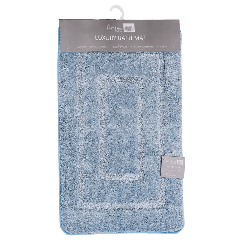 Non-Slip Bath Rug, Light Blue