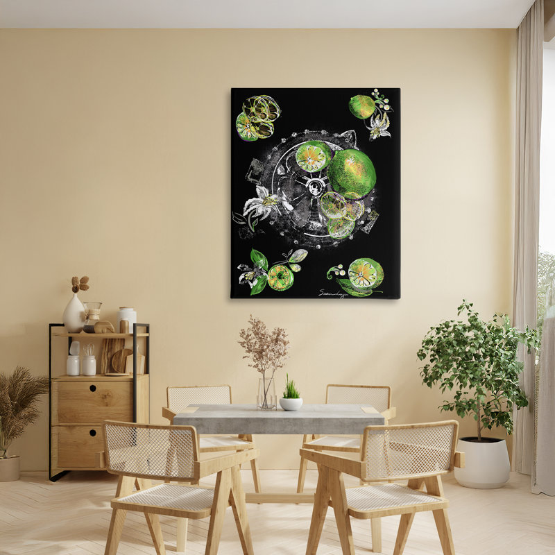 Sliced Limes Juicer Canvas, design by Susan Lugar, 40" H x 30" W