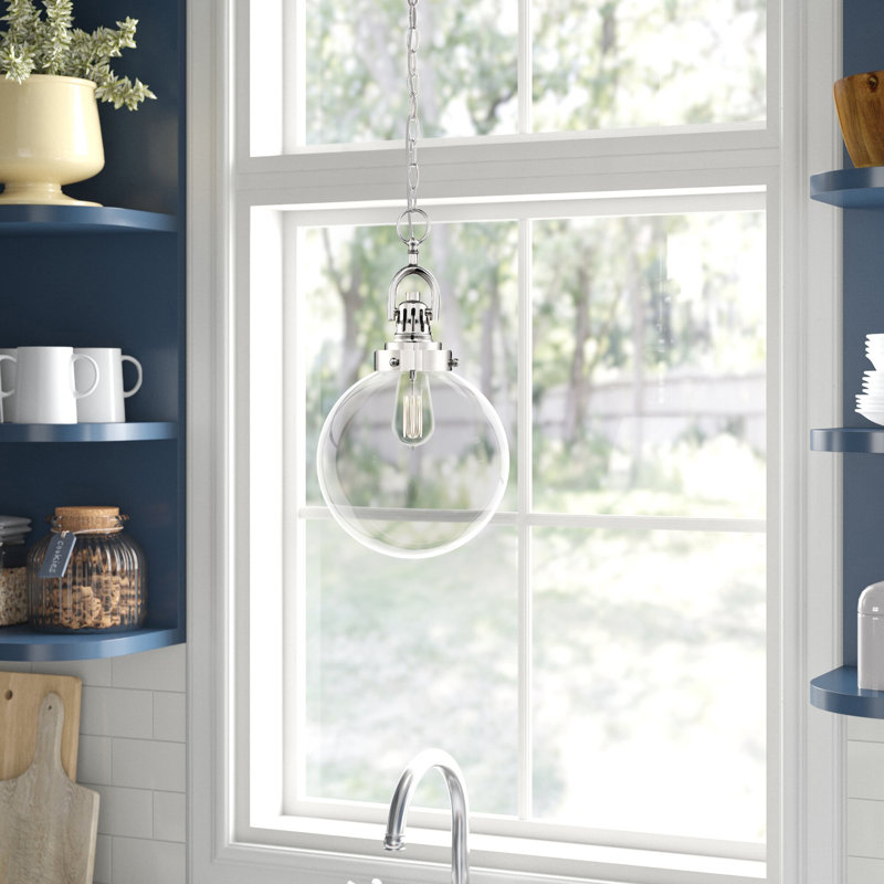 Luminaire suspendu à 1 lumière Crownfield, Nickel poli