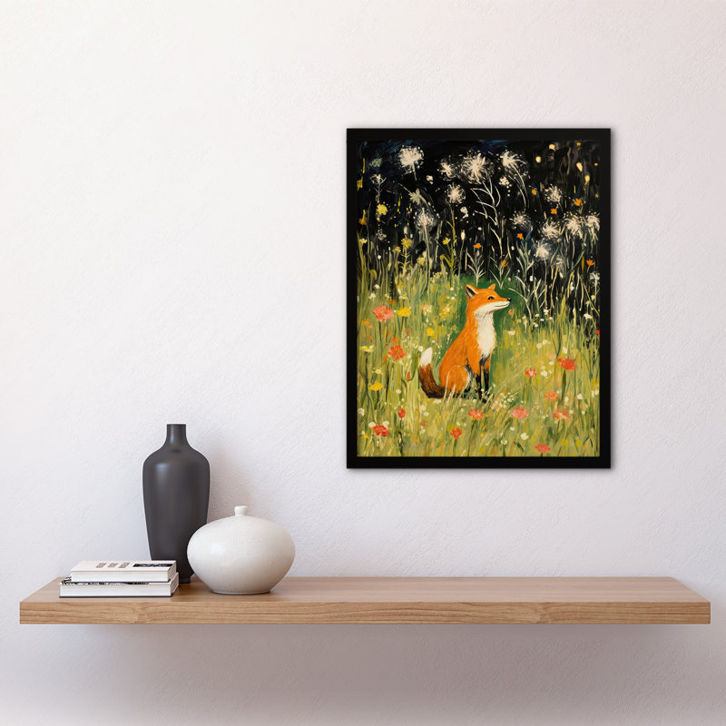 Fox In Wildflower Meadow Spring Evening Among Flowers - Single Picture Frame Print