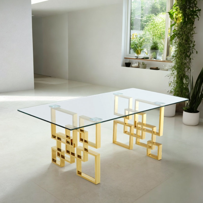 Table de salle à manger rectangulaire L 71 po x l 35,5 po Aiyla, Or