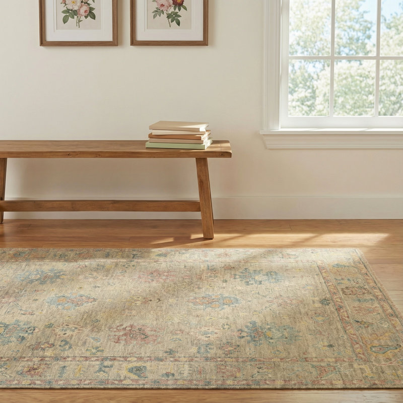 Newham Wool Oriental Indoor Rug, Rectangle 4' x 6'