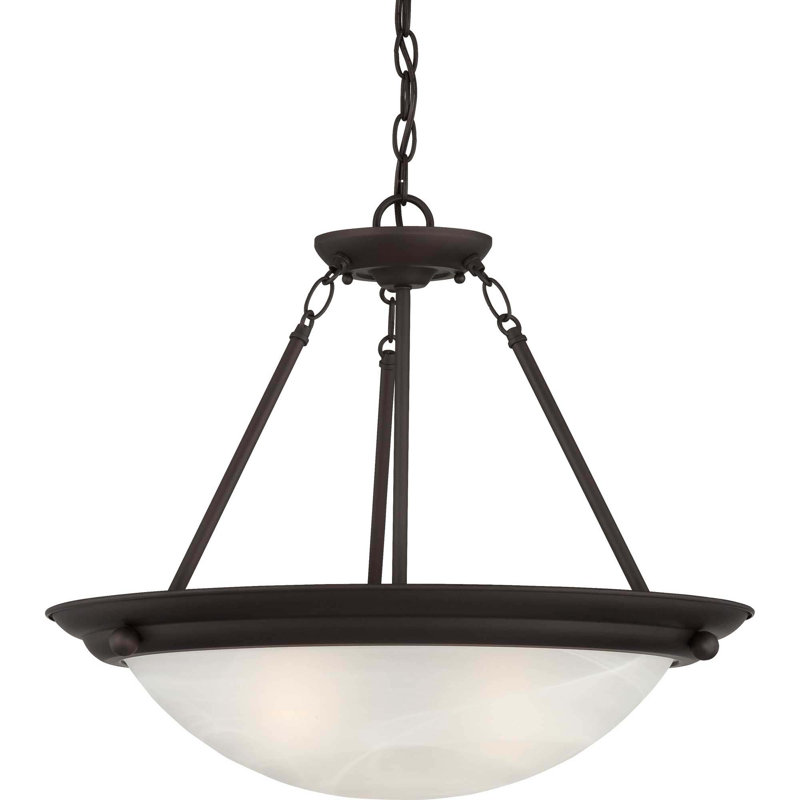 Luminaire suspendu d'intérieur convertible 3 lumières Lunar, Bronze antique