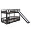 Lit superposé simple au-dessus d'un lit simple avec glissière et échelle, espresso-1562581058