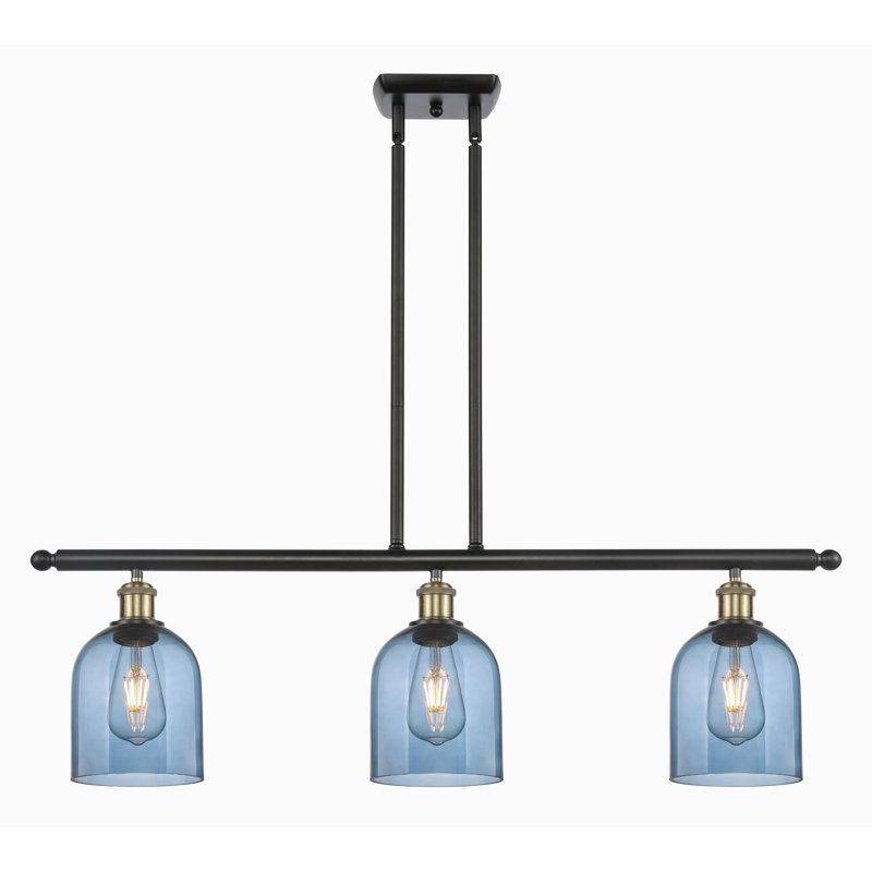 Odaniel 3 - Light Kitchen Island Pendant, Princess Blue, Black Antique Brass