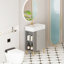 Meuble-lavabo à tablettes ouvertes avec lavabo en céramique, armoire de rangement à tablettes ouvertes sur le côté gauche