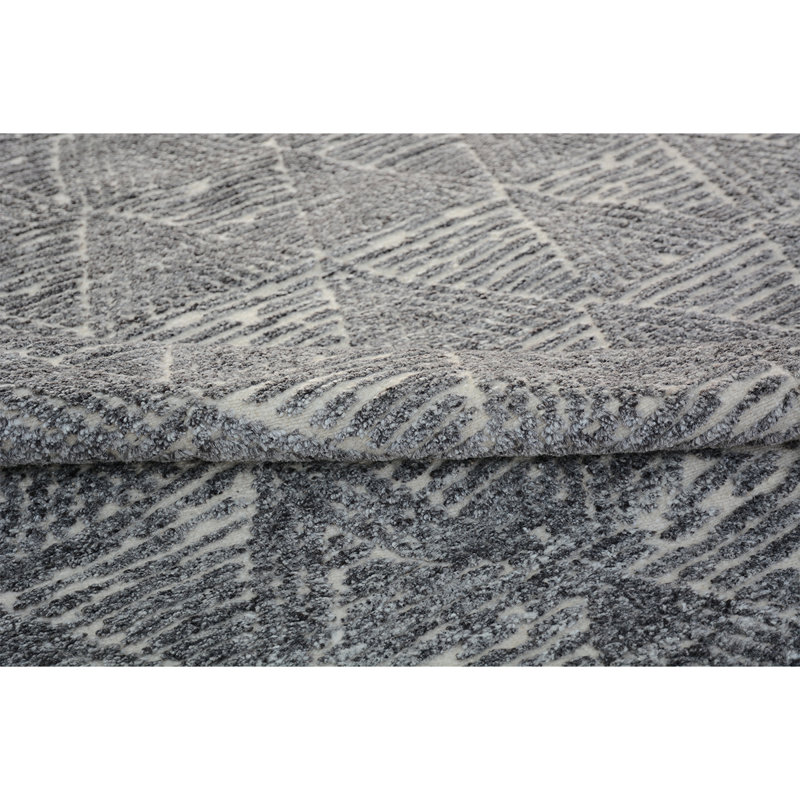 Wool Geometric Area Rug in Gray, Rectangle 8' x 10'
