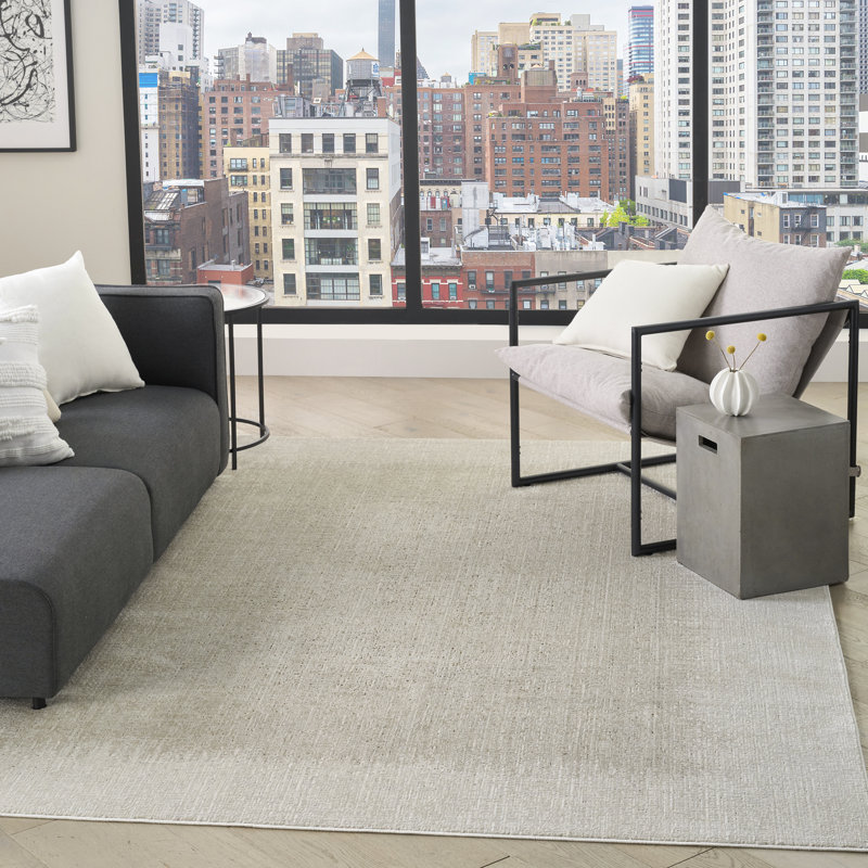 Abstract Machine Made Area Rug, Rectangle 274 x 366 cm, Ivory Beige