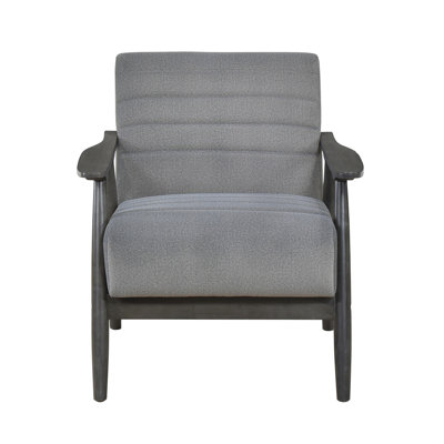 Chaise d'appoint en tissu de velours gris, structure en bois massif, finition brique, 31,5 po x 31,5 po x 29,5 po, chaise transitionnelle de 25,75 po de largeur, rembourrage en mousse sur les ressorts ensachés, velours, poids de 40 lb