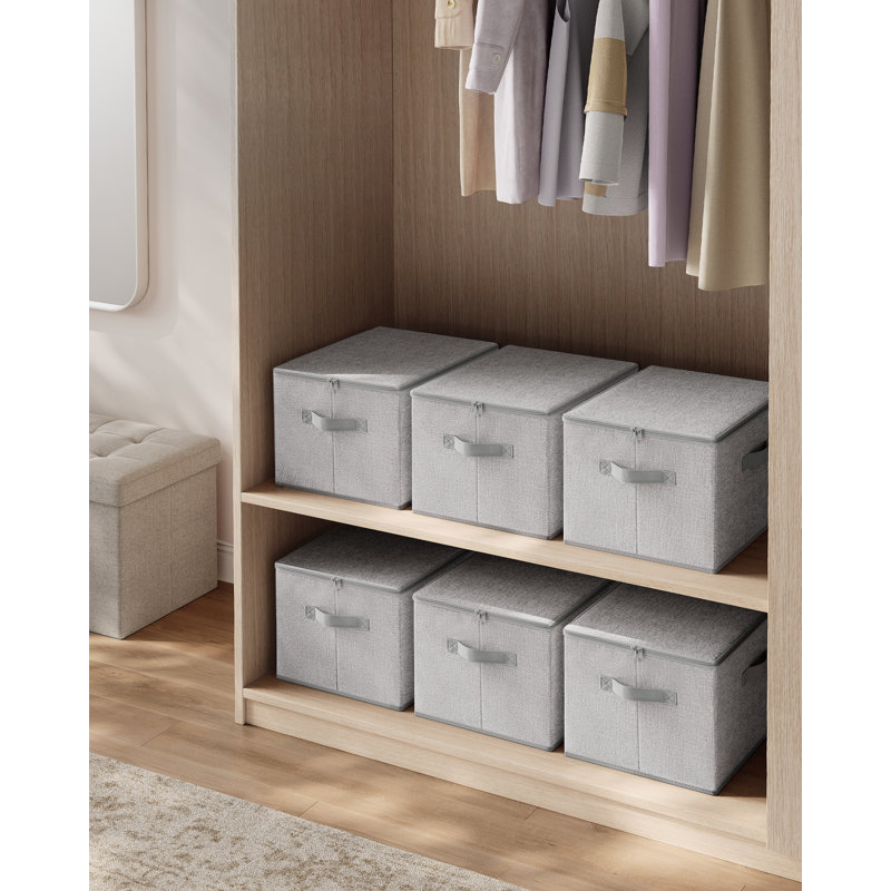 Brayden Studio Caundra Fabric Crate, Dove Grey