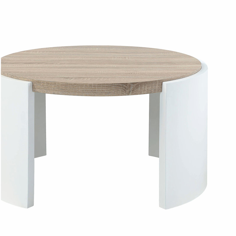 Table basse à 1 tiroir en chêne et blanc ultrabrillant