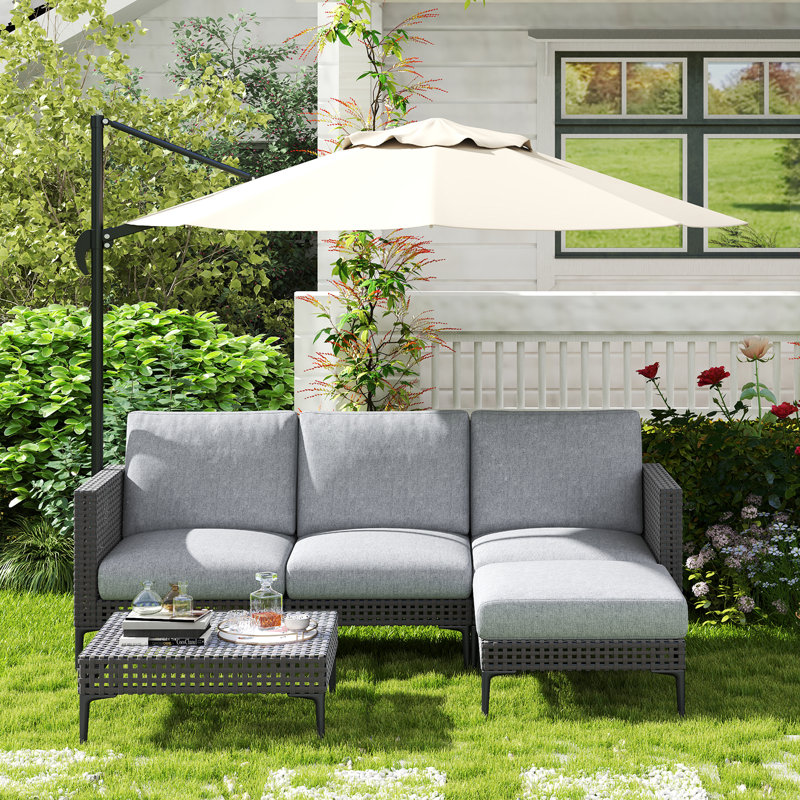 l shaped patio furniture umbrella PURPLE LEAF Round Tiltable Porch Table Poolside 10' Round / Grey Enhance your outdoor experience with the PURPLE LEAF Patio Umbrella L Shaped Patio Furniture Chair