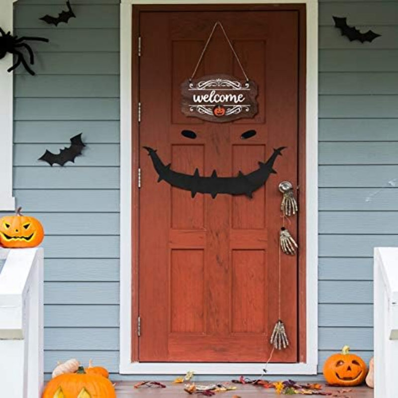 Panneau de bienvenue pour porte d'entrée décor d'automne en bois rustique Welcome Notation