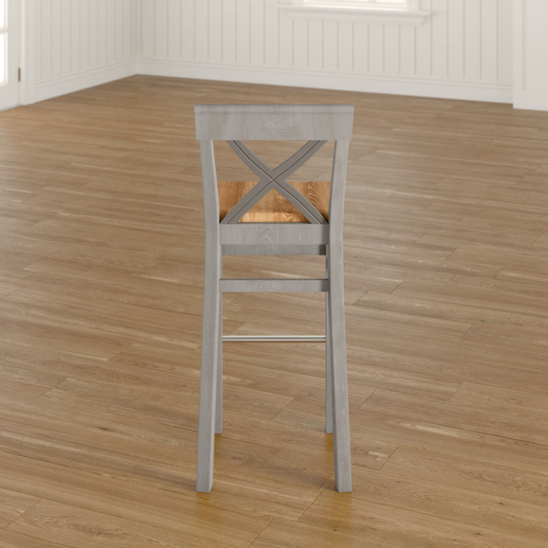 Polebridge Solid Wood Counter Stool, Grey, Leach-coloured
