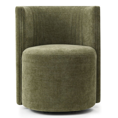 Modern Upholstered Barrel Accent Chair with Rolling Casters
