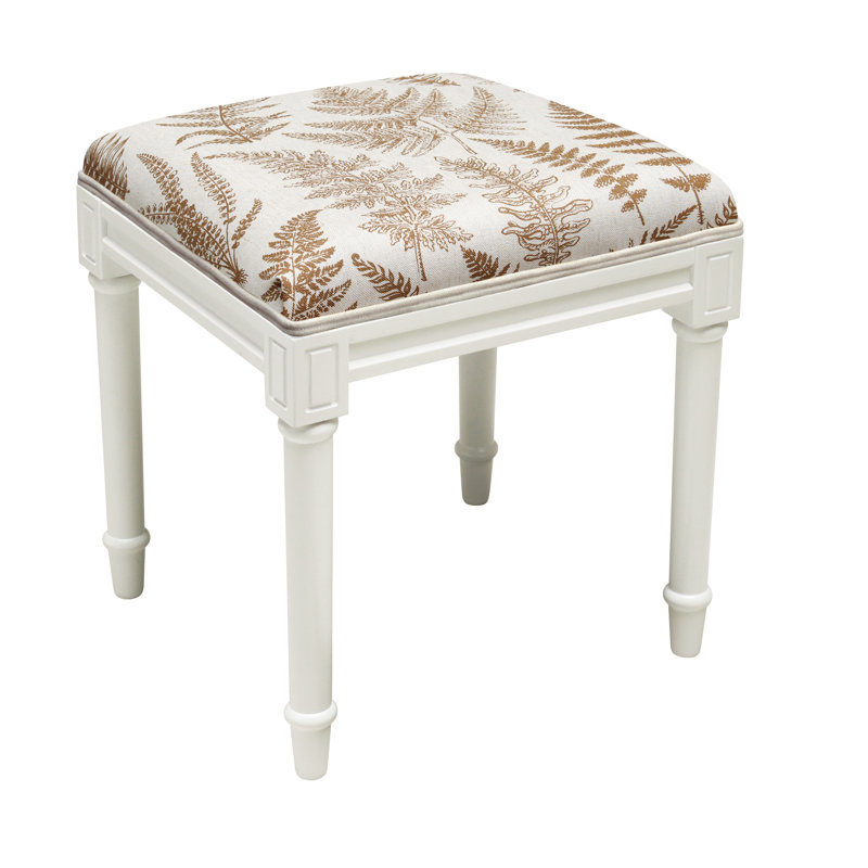 Camiah Solid Wood Accent Stool, Caramel, Off-White