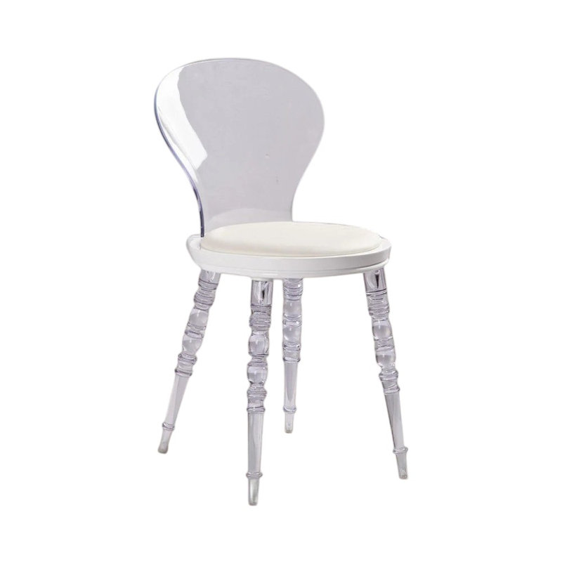 Chaise d'appoint blanche et transparente en similicuir