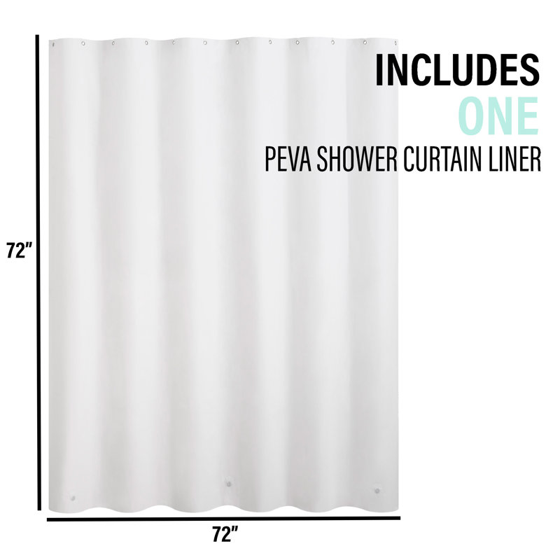 Ankney PEVA Single Shower Curtain Liner, White