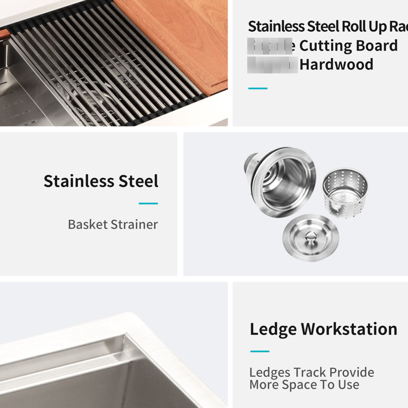 Stainless Steel 33 Inch Sink With Workstation - 16 Gauge Basin Mesmerizing Design Majestic, 16-Gauge, Brushed Nickel
