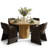 4 - Person Dining Table Sets With Solid Wood Round Table & 4 Upholstered Fabric Chairs-876203515-876203490