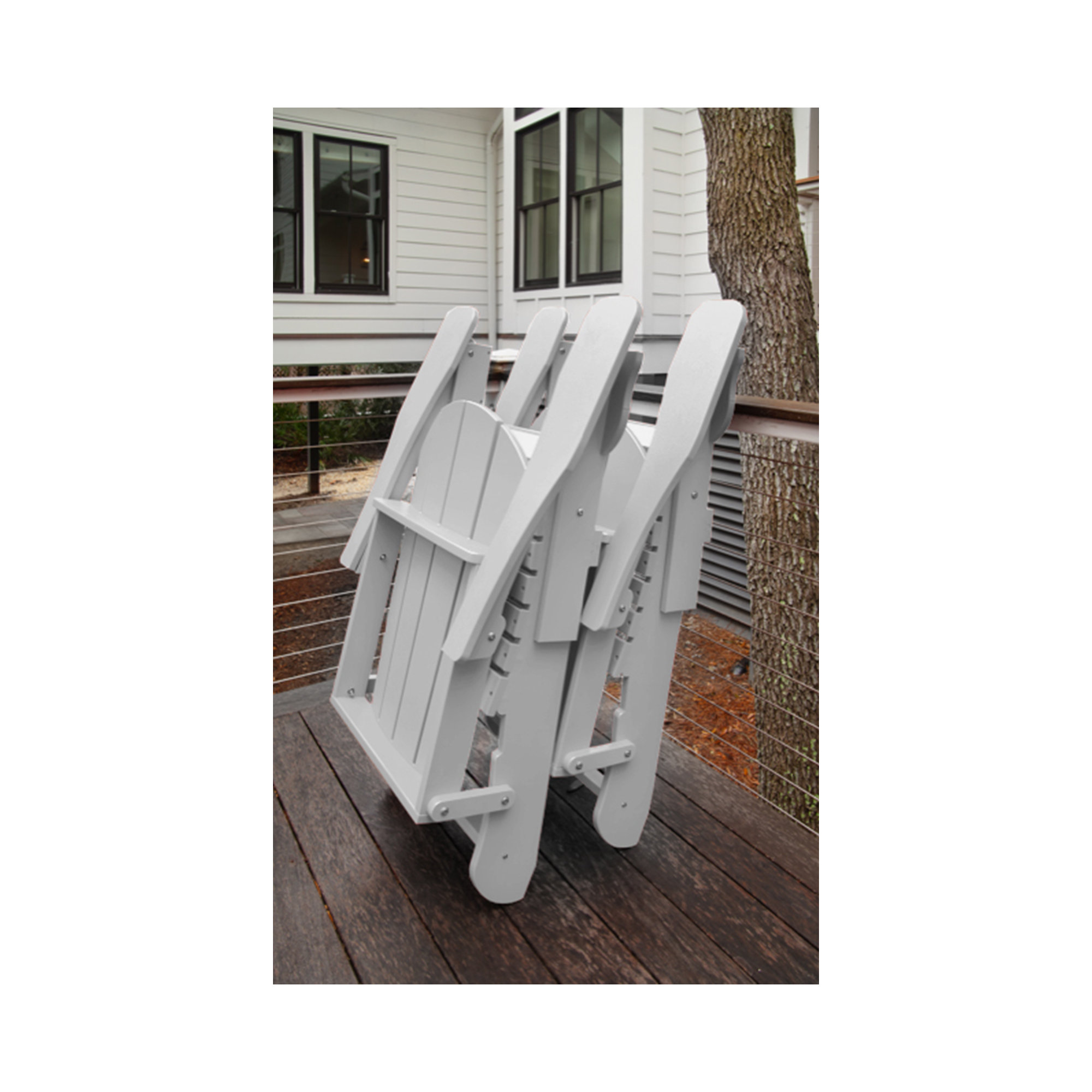 Berngar Foldable Outdoor Adirondack Chair, White