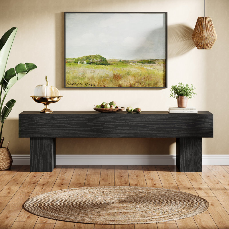 63" TV Stand, Farmhouse Entertainment Center, Black