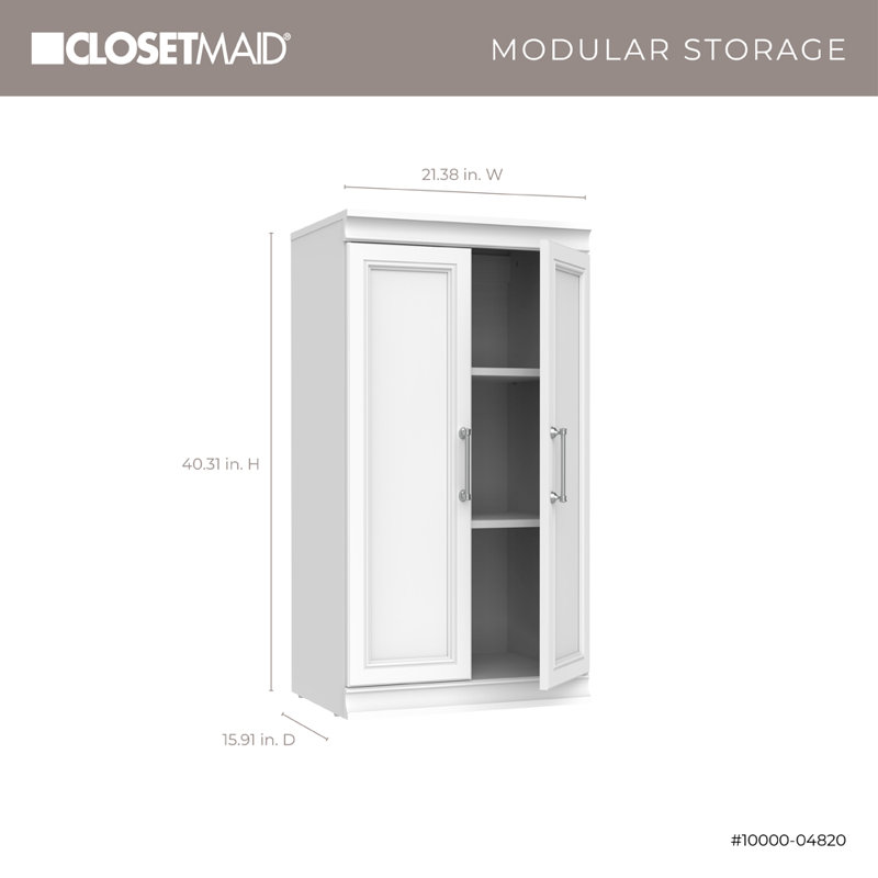 Modular Storage 21.38" W 3 Shelf Storage with Doors, White