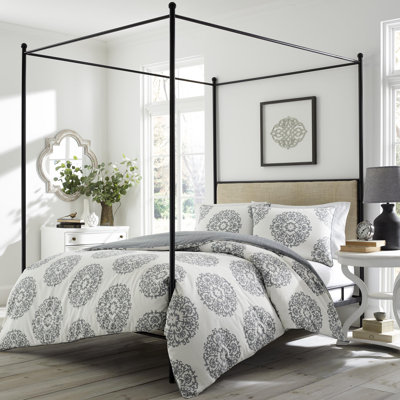 Stone Cottage Bristol Gray/Cream 100% Cotton Reversible Traditional 3 Piece Comforter Set