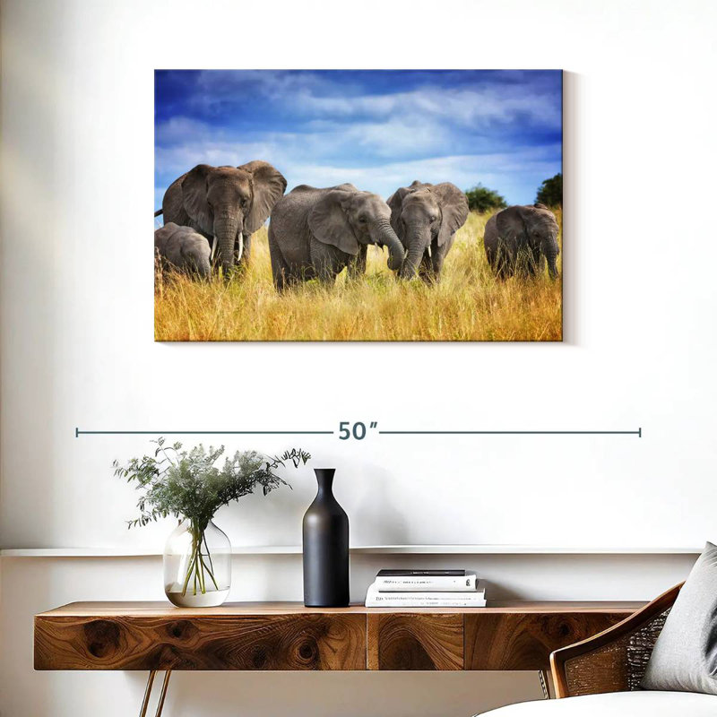 Grassland Elephants, 24" H x 36" W