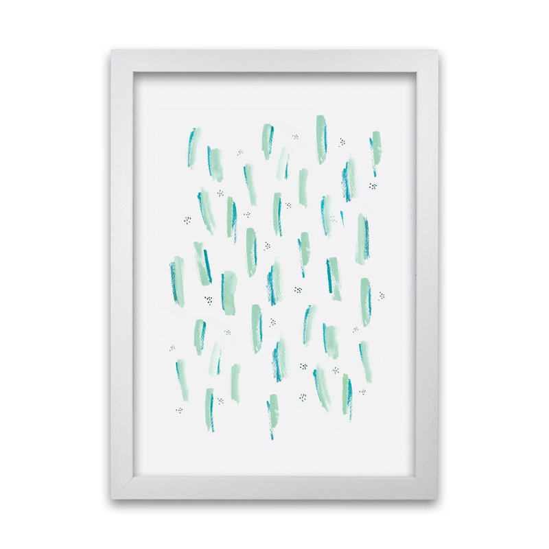Brush Strokes Mustard by Laura Irwin - Print, 59.4cm H x 42cm W x 3cm D, White Framed, Green/Grey
