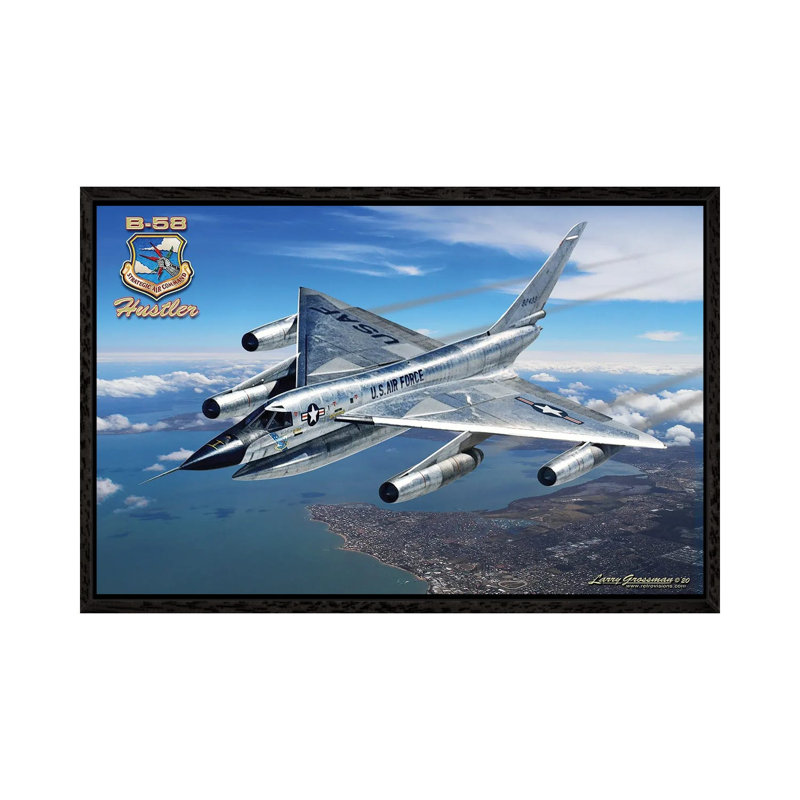 B-58 Hustler 1 Piece Wall Art on Canvas, 66.04 cm H x 45.72 cm W, Black Framed