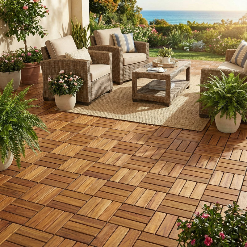 Carreau de terrasse en bois 12 po x 12 po brun