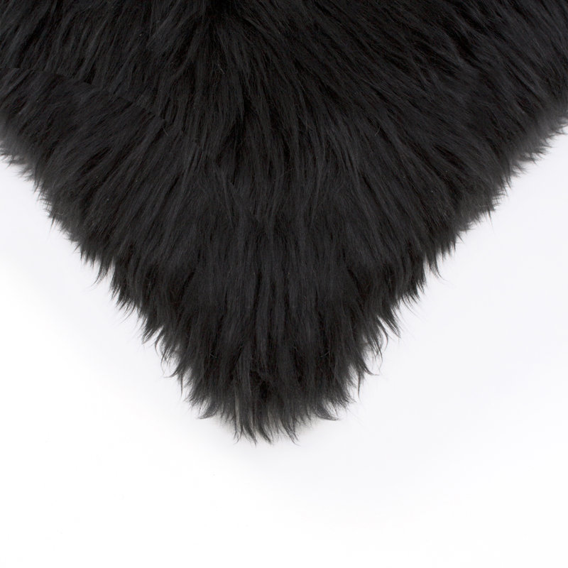 Luxurious New Zealand Sheepskin Square Pillow Set - Black 18"x18"