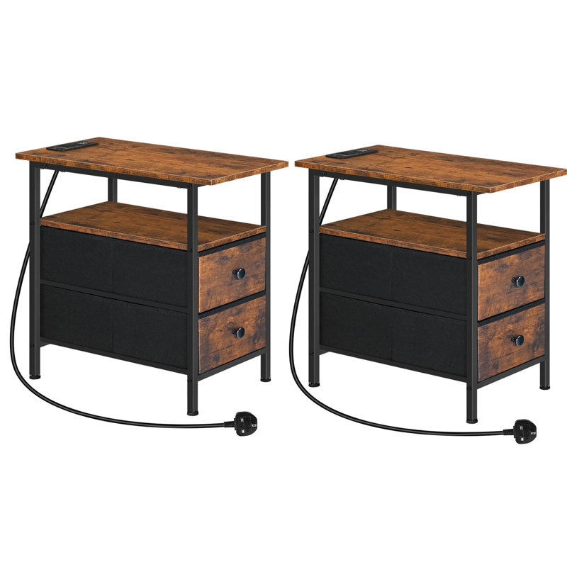 Areille 48cm W Metal Bedside Table